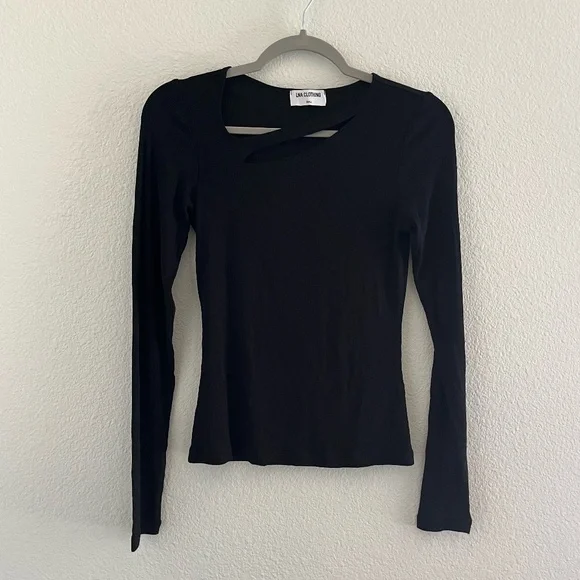 LNA CLOTHING x REVOLVE | Beau Ribbed Cut Out Long Sleeve Top In Black | Size S - Picture 2 of 7